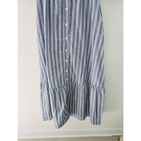 Emerson Fry Love Tomas Cotton Smock Striped Maxi Cottagecore Ruffle Dress S XS - Picture 5 of 10